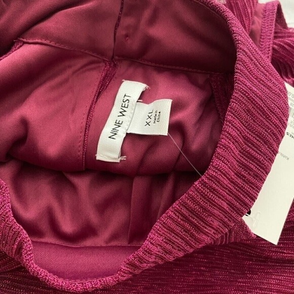 Nine West Dresses Nine West Mockneck SleevelesSwing Mini Dress Metallic Burgundy - Picture 14 of 15